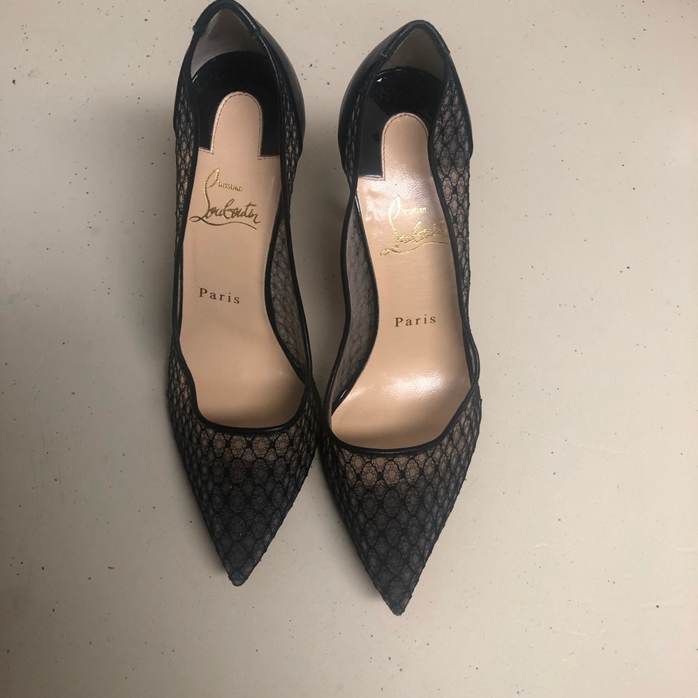 Christian Louboutin Black Follies Lace 100 Pumps